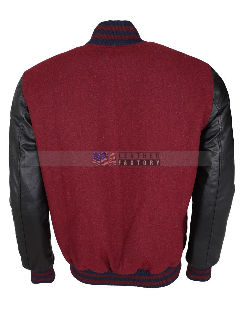 Elvis Presley In Concert Mens Wool Leather Sleeves Maroon Jacket