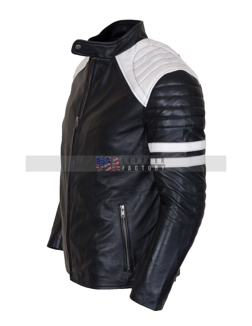 Fight Club Hybrid Black Leather Biker Jacket Usa Factory