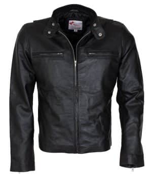 Italian White Grey Waxed Leather Jacket for Men | USA Leather Factory