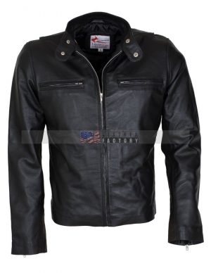 Black Leather Quilted Jacket | Men's Black Genuine Leather Quilted Jacket