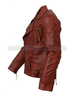 Designer Mens Brown Biker Leather Jacket For Sale Free Shipping