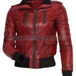 Designer Waxed Women Motorbike Leather Jacket Sale Free Shipping