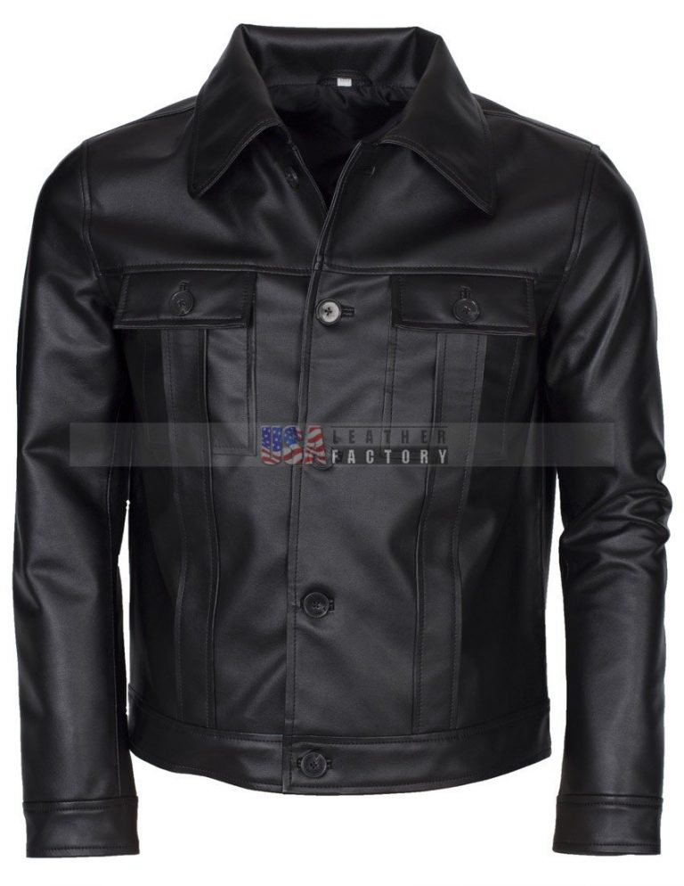 Elvis Presley Vintage Black Leather Jacket for Men - USA Leather Factory