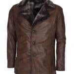 Mens Italian Design Vintage Brown Leather Coat