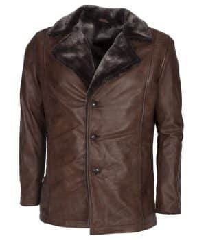 Mens Italian Design Vintage Brown Leather Coat