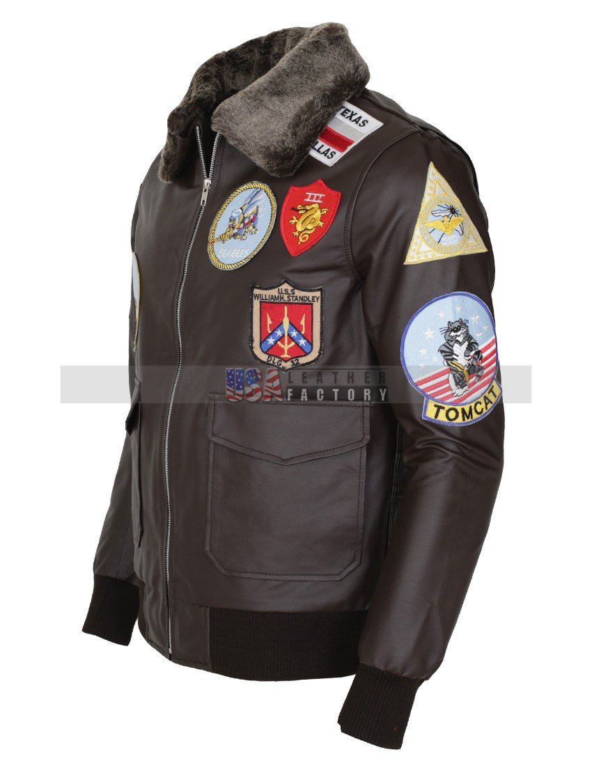Top Gun Movie Tom Cruise Mens Leather Brown Jacket Sale