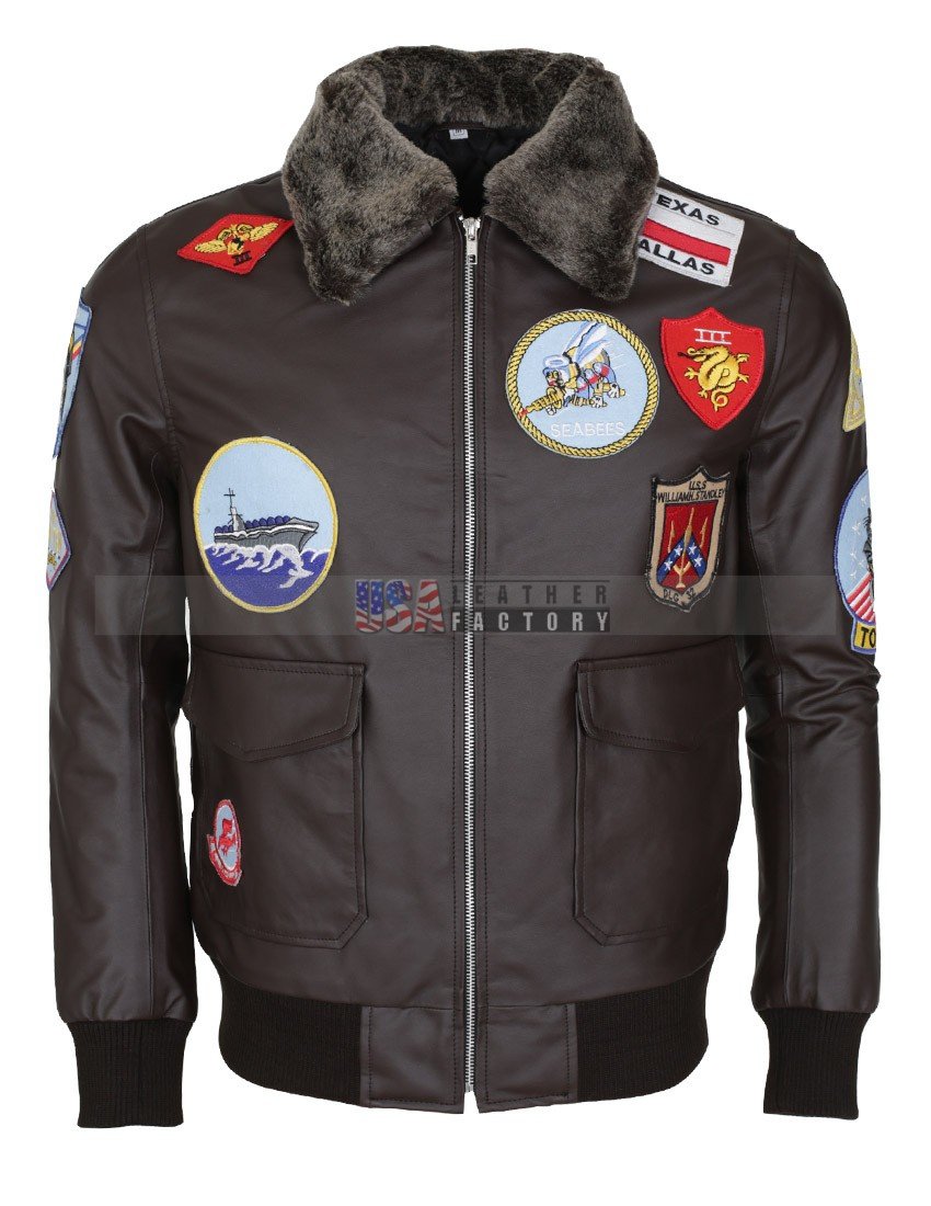 Top Gun Movie Tom Cruise Mens Leather Brown Jacket Sale