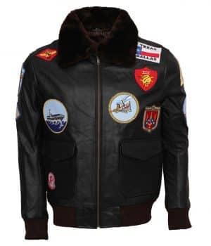 Top Gun's Tom Cruise Black Flight Bomber Leather Jacket