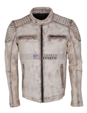 Vintage White Leather Jacket