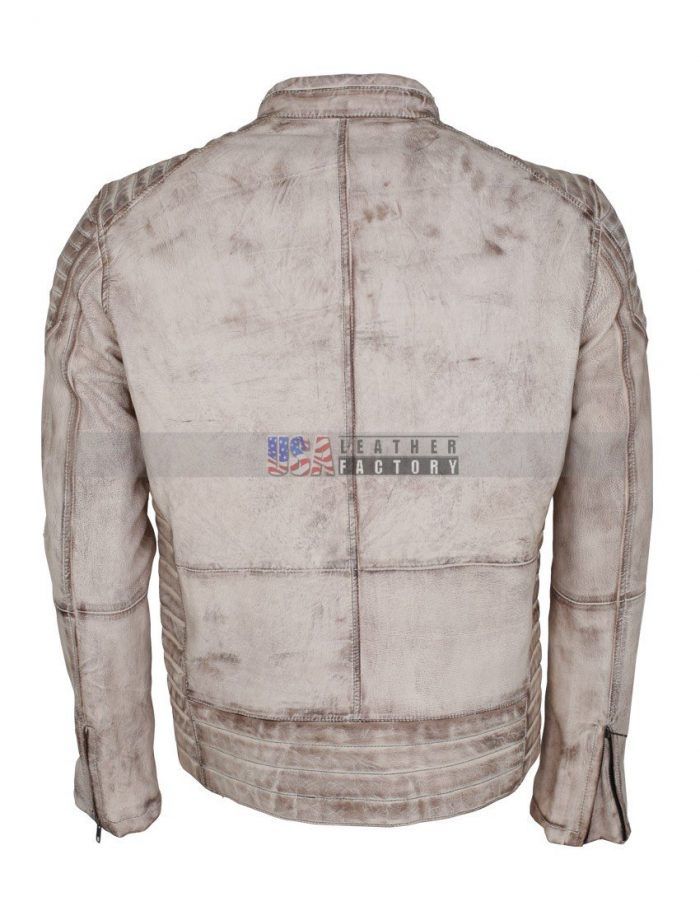 Vintage White Leather Jacket