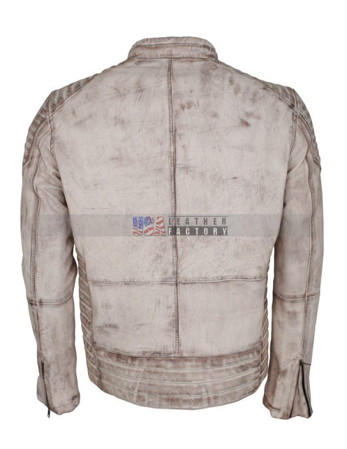 White genuine leather jacket top