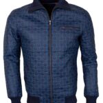 Casual Blue Embroidered Stylish Leather Jacket