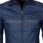 Blue Casual Leather Jacket