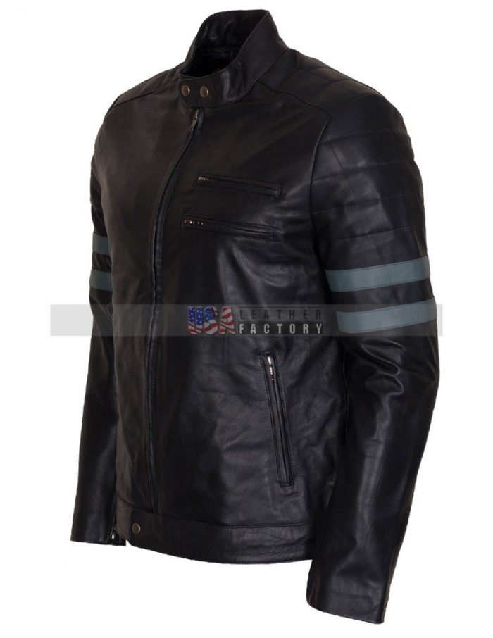 Designer Men Retro Black Biker Leather Jacket Faux Leather