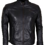 Designer Men's Padded Black Motorcycle Leather Jacket