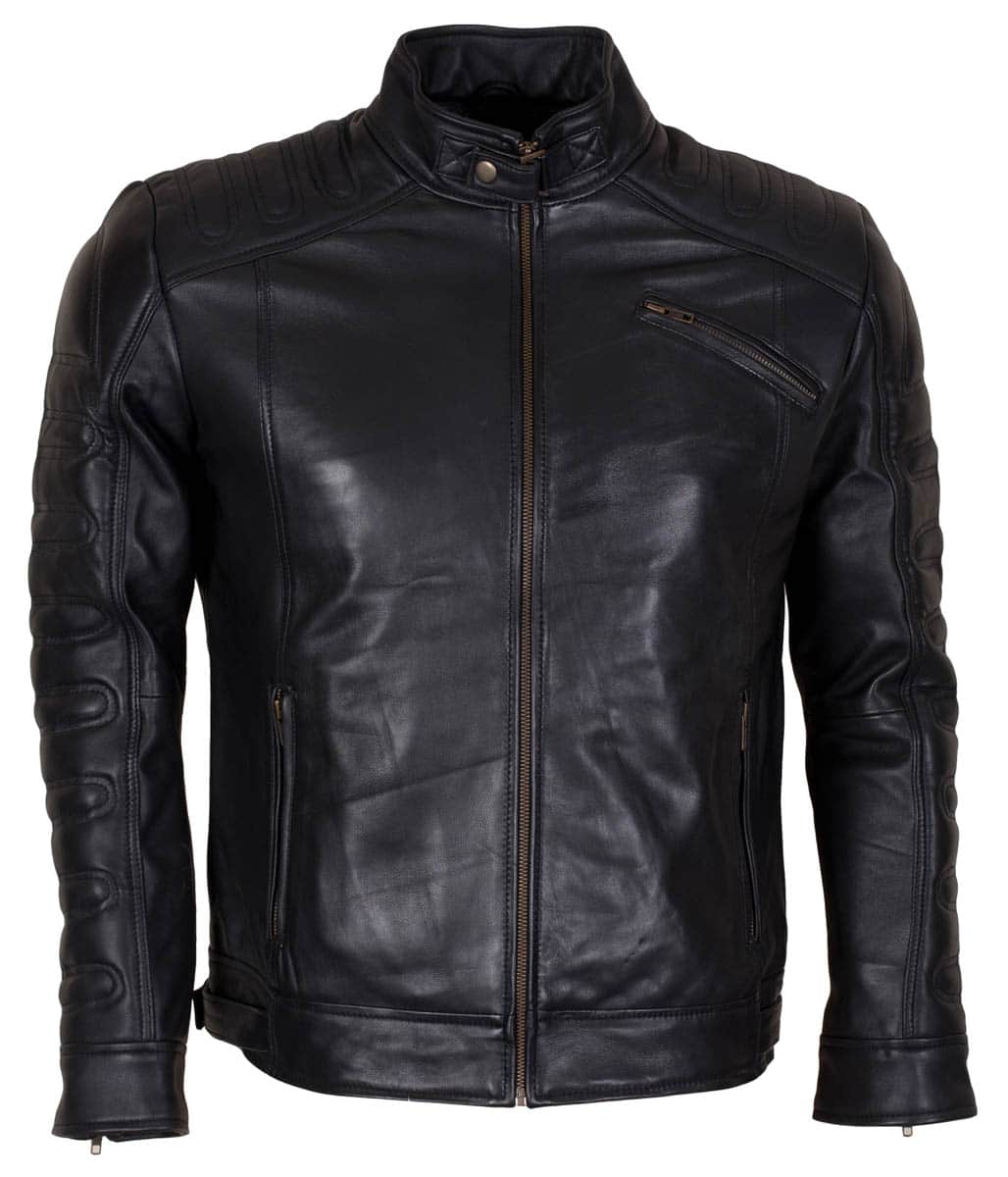 Padded Motorcycle Leather Jacket | Designer Black Biker Leather Jacket