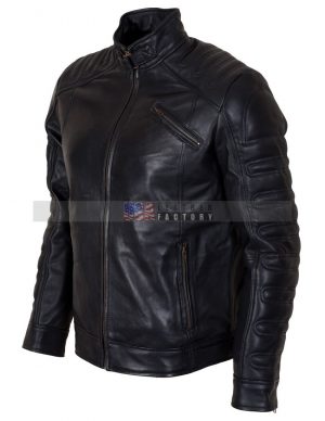 Padded Motorcycle Leather Jacket