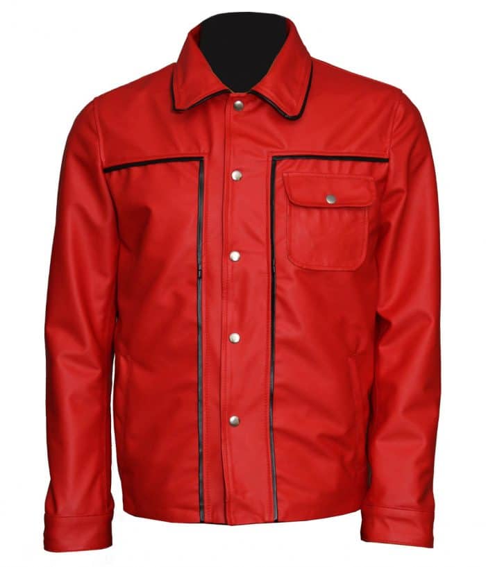 Elvis Presley Celebrity Red Vintage Leather Jacket for Men's