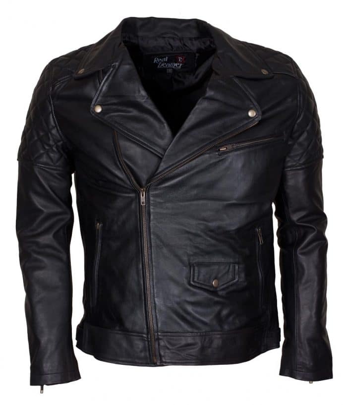 Men Brando Styled Black Biker Leather Jacket