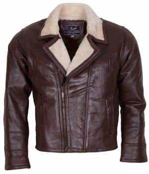 Men Choco Brown B3 Bomber Fur Lined Leather Jacket