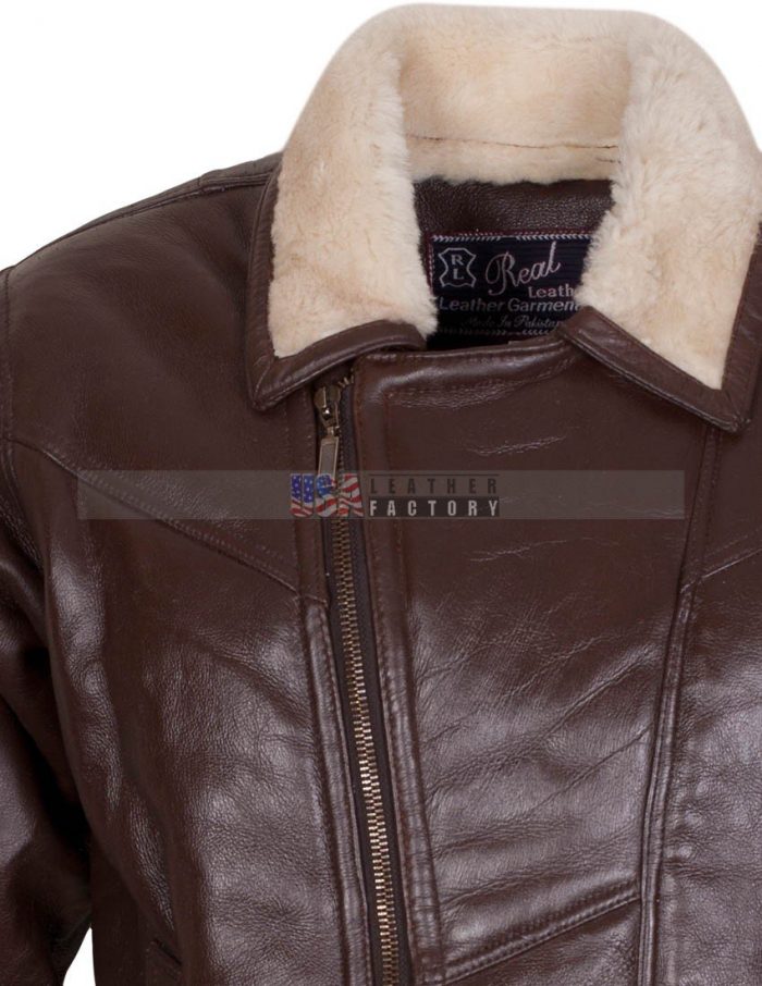 Brown Bomber Leather Jacket | Men Choco Brown B3 Bomber Fur