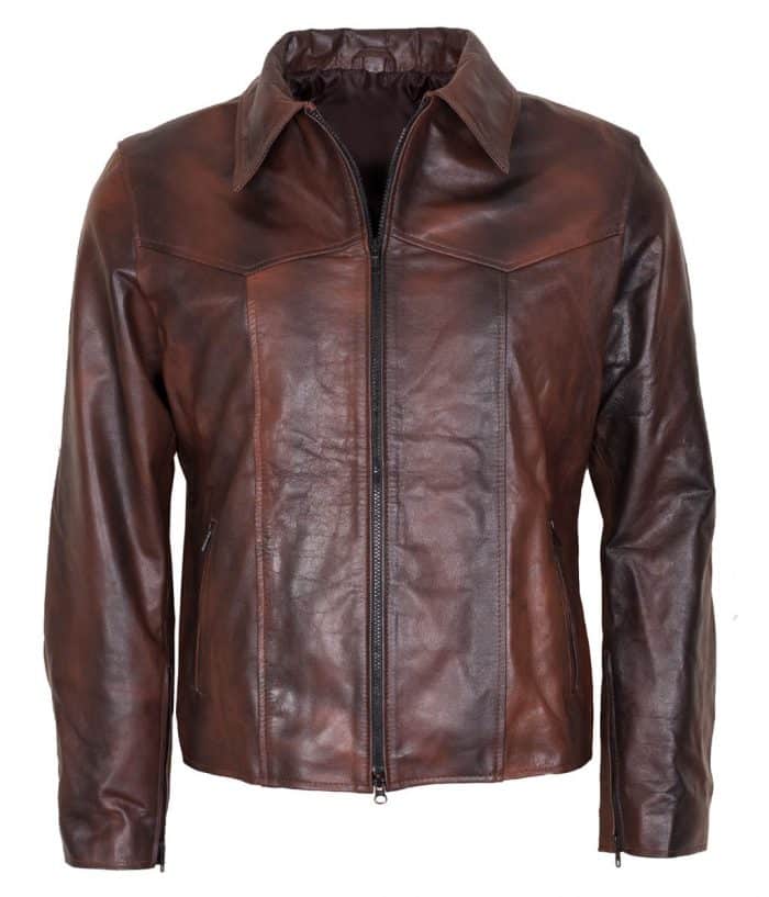 Men's Antique Brown Vintage Racer Leather Jacket