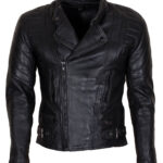 Men's Real Cowhide Black Motorcycle Leather Jacket Sale