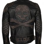 Mens Skull Embossed Vintage Bikers Motorcycle Leather Jacket