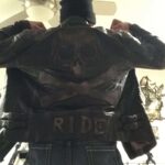 Skull leather jacket motorcycle men