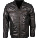Mens Grey Cafe Racer Vintage Fashion Leather Jacket