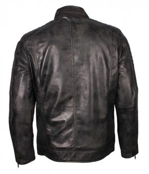 Grey Cafe Racer Leather Jacket