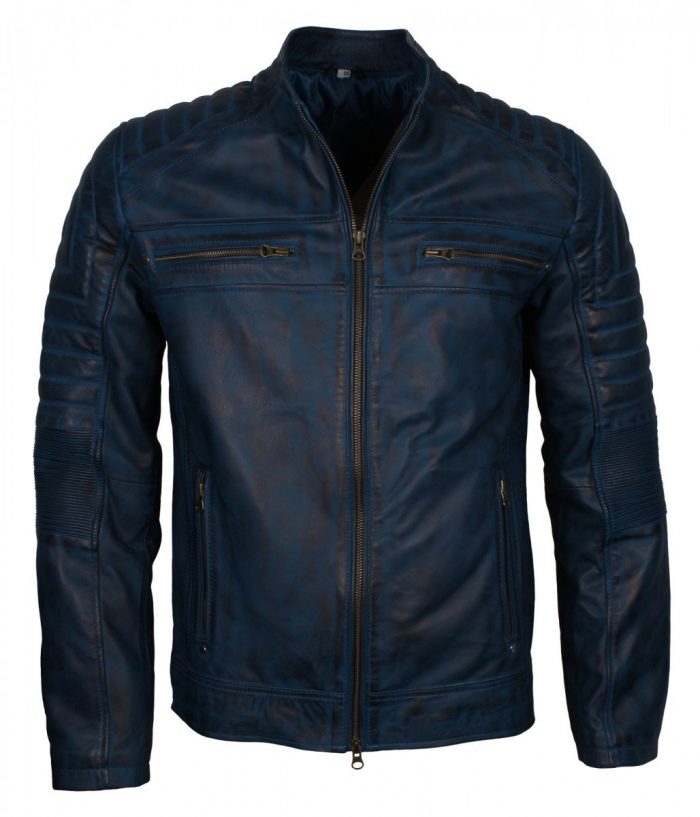 blue cafe racer jacket