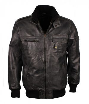 Grey Waxed Leather Jacket