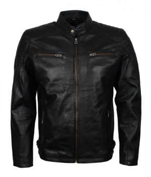 Black Leather Quilted Jacket