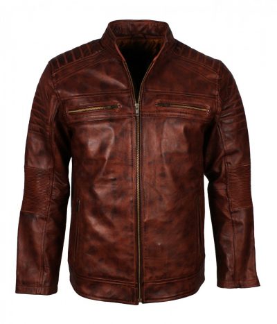 Cafe Racer Brown Leather Jacket | Men Cafe Racer Brown Leather Jacket