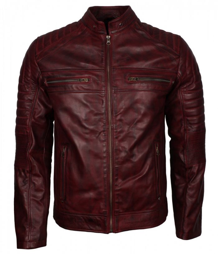 Maroon Biker Leather jacket