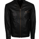 Mens Quilted Sleeves Black Genuine Leather Jacket