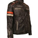 Mens Retro Vintage Grey Distressed Biker Jackets