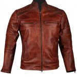 Mens Vintage Cafe Racer Biker Genuine Leather Jacket