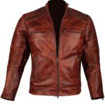 Mens Vintage Cafe Racer Biker Genuine Leather Jacket Sale