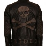 Mens Vintage Skull Black Motorcycle Leather Jacket