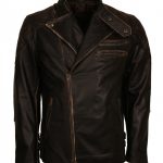 Mens Vintage Skull Black Motorcycle Leather Jacket Sale