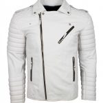 White Boda Biker Men Genuine Leather Jacket USA
