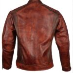 Men's Cafe Racer Vintage Brown Leather Biker Jacket - Image 5