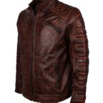 Brown Padded Leather Jacket