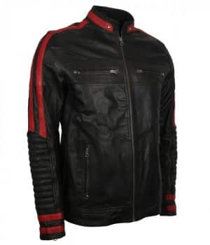 Cafe Racer Leather jacket | Red and Black Cafe Racer Leather jacket