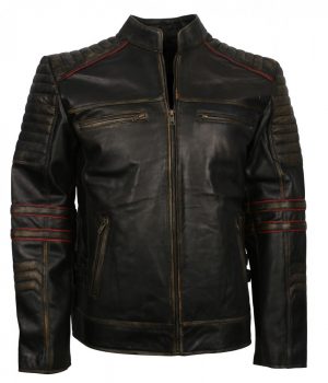 Vintage Retro Leather Jacket | Men's Retro Distressed Leather Jacket