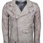 Iconic White Waxed Vintage Biker Jacket