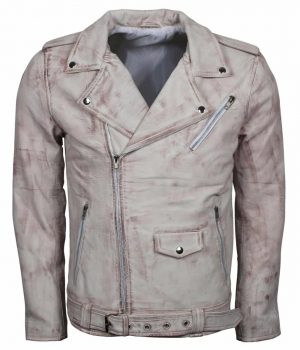 Iconic White Waxed Vintage Biker Jacket