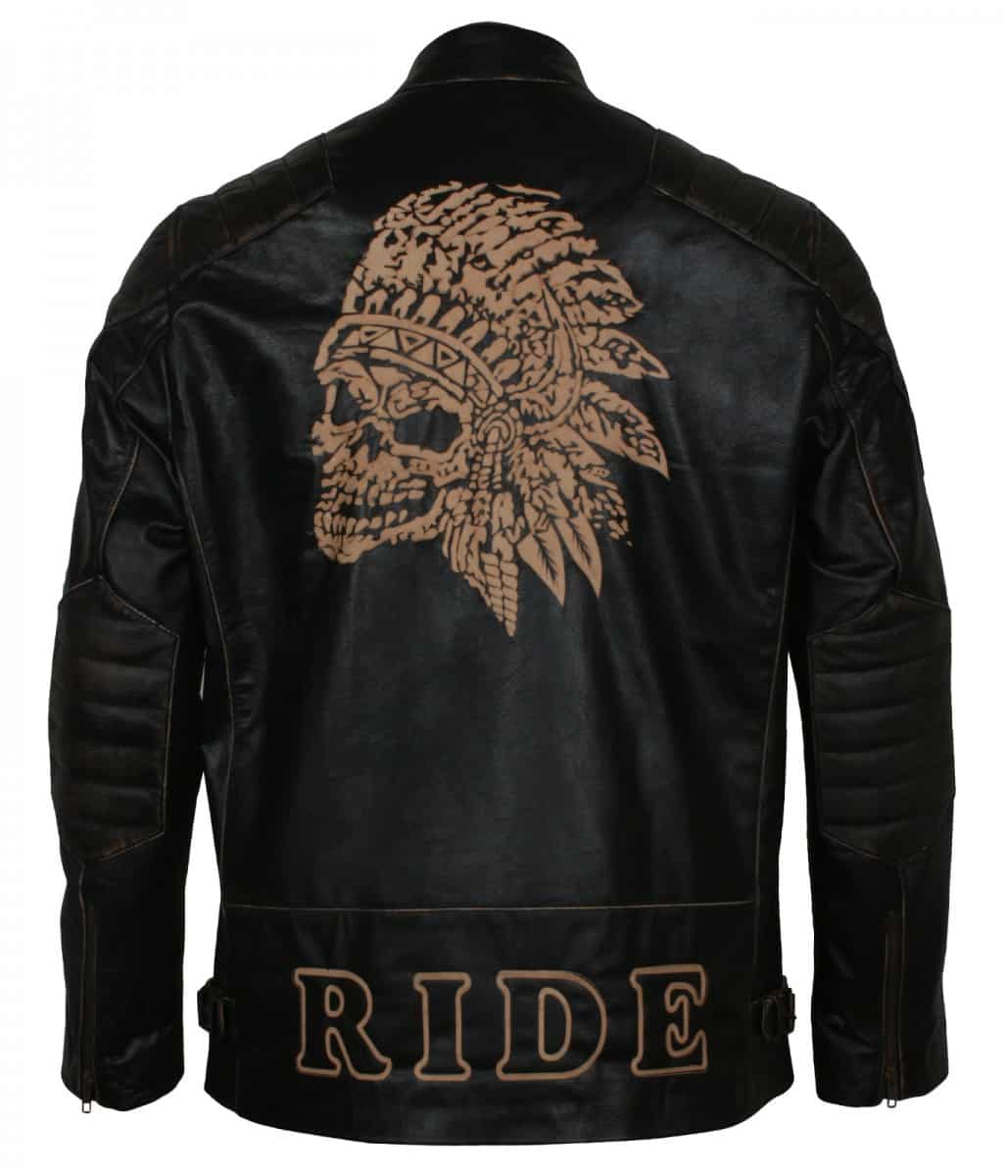 Black Leather Jacket For Men : Leather Biker Jacket Skull